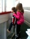 PIGGY BACK HOCKEY WATCHING